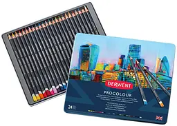 Набір кольорових олівців Procolour 24 кольори метал Derwent - мініатюра 3