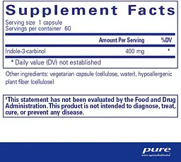 Індол-3-карбінол Pure Encapsulations Indole-3-Carbinol 400 мг 120 капсул - мініатюра 2