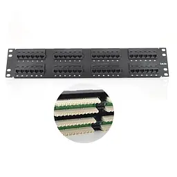Патч-панель PiPo 48 портів UTP DUAL кат 5E 19" 2U неекранована чорна Q20 (73-00877) - мініатюра 2