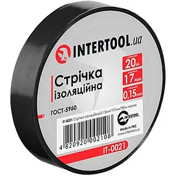Стрічка електроізоляційна Intertool ізолента 20 м чорна в упаковці 10 шт.