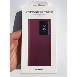 Оригінальний чохол-книжка Samsung Smart Clear View Cover для Galaxy S22 Ultra (S908) Burgundy EF-ZS908CEEGRU - мініатюра 2