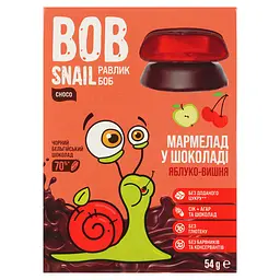 Фруктово-ягідний мармелад Bob Snail Яблуко-Вишня в бельгійському чорному шоколаді 54 г