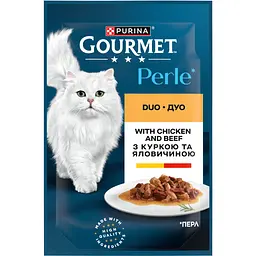 Вологий корм для котів Gourmet Perle Duo з яловичиною та куркою 85 г - мініатюра 2
