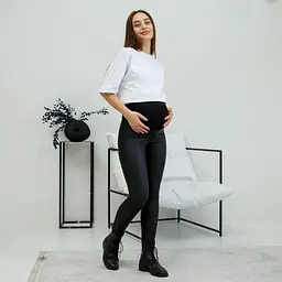 Шкіряні демісезонні легінси для вагітних L (46) Koln Lullababe Чорний - мініатюра 5