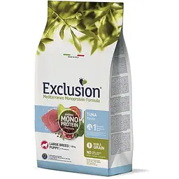 Сухий корм для цуценят великих порід Exclusion Noble Grain Puppy Tuna Large Breed, з тунцем, 12 кг