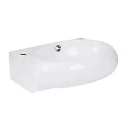 Умивальник Qtap Leo підвісний овальний лівий 430x290x140 мм White + донний клапан PU02O, Білий - мініатюра 4