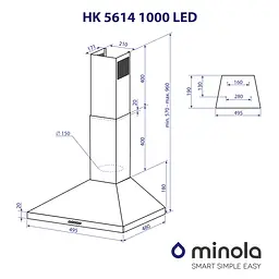 Витяжка купольна MINOLA HK 5614 WH 1000 LED - мініатюра 11