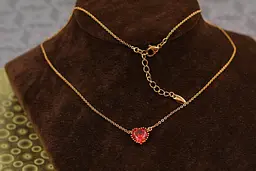 Набір Xuping Jewelry кольє з червоним серцем 45 см з добором 5 см золотистий