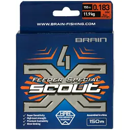 Шнур Brain Scout 4X 150 м (fluoro Orange) 0.183 мм 11.9 кг - мініатюра 2