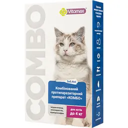 Краплі Vitomax комбо для котів до 4 кг, 0.4 мл, 3 шт. - мініатюра 2