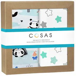 Пелюшки дитячі багаторазові Cosas Pandas CS2 2 шт 80х100 см (Бязь_ПандиІндіанці_ПряникиМ'ятні)