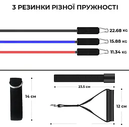 Набір трубчастих еспандерів (3 шт.) Power system 11.34/15.88/22.68 кг fit0011660 - мініатюра 5