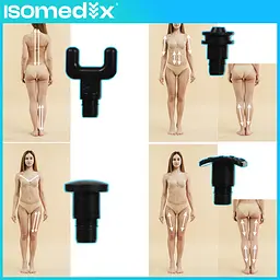 Масажний пістолет перкусійний Isomedix 26441, акумуляторний масажер 45 Вт, 12 насадок, 30 рівнів, чорний - мініатюра 7