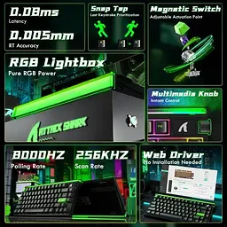 Ігрова магнітна дротова клавіатура Attack Shark R85 / Дротове підключення / Magnetic Switch / Black - мініатюра 3