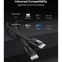 Кабель Ugreen DP114 DisplayPort to DisplayPort V1.4 1.5m Black (80391) [165596] - мініатюра 7