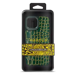 Кожаный чехол для Apple iPhone 14, Harder Crocosaur, зеленый, термополиуретан ТПУ + экокожа с текстурой крокодила, панель, защита корпуса, противоударный, микрофибра, рамка вокруг камеры, защита всего корпуса, (ARM76714) - мініатюра 3