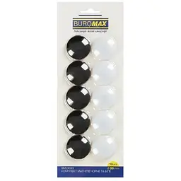 Магніти "Buromax" №BM.0039 BLACK AND WHITE 10 штук х 30 мм