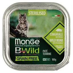 Вологий корм для котів Monge Cat Вwild Gr. Free Wet Sterilised кабан з овочами 100 г - мініатюра 2