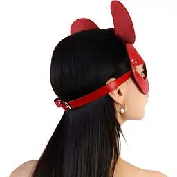 Шкіряна маска зайчика Art of Sex - Mouse Mask, колір Червоний - мініатюра 2