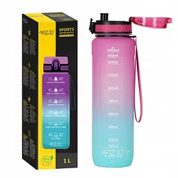 Пляшка для води спортивна 4FIZJO 1000 мл 4FJ0630 Pink/Sky Blue (P-5905973400770) - мініатюра 1