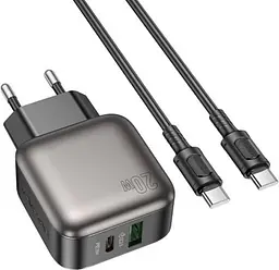 Зарядний пристрій BOROFONE BAS54A Absolute PD20W+QC3.0 charger set C to C black - мініатюра 3