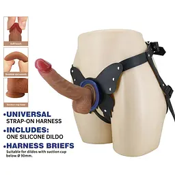 Страпон Pretty Love Harness Briefs Wells 6.3", 20.6 см (тілесний) - мініатюра 6