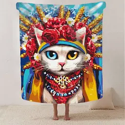 Плед плюшевий 3D Український котик 160х200 см - мініатюра 2