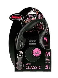 Повідець-рулетка Flexi New Classic M для собак лента 5 м до 25 кг чорний - мініатюра 2