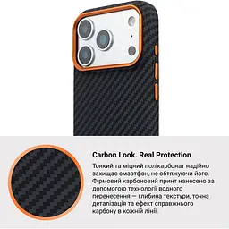 Чохол ArmorStandart LikeCarbon2 SE MagCase для Apple iPhone 17 Pro Max Black Orange (ARM89162) [156303] - мініатюра 7