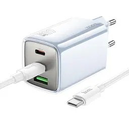 МЗП Hoco N49 Glorious PD65W (1USB-A/2C) + кабель Type-C to Type-C Blue - мініатюра 2