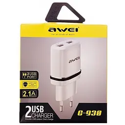 Мережний адаптер Awei C-930 5V, 2.1A, 2 USB - мініатюра 4