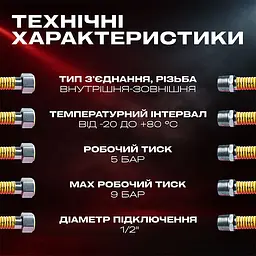 Шланг газовий гофрований SmartFlex ВЗ 1/2” 100 см - мініатюра 4