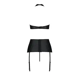Комплект з екошкіри Passion NANCY SET 4XL/5XL black, імітація шнурівки, топ, пояс для панчіх - мініатюра 4