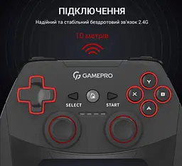 Геймпад джойстик GamePro GP-600 Black 2.4G Wireless PC/PS3/Android - мініатюра 6