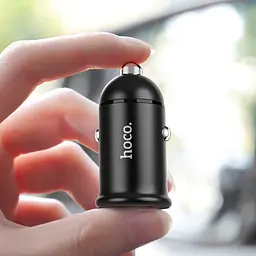 Автомобільний зарядний пристрій Hoco Z30 2 USB чорний - мініатюра 2