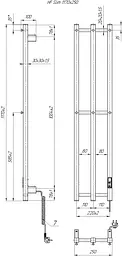 Рушникосушка електрична Slim, 1170х250х80мм, таймер-регулятор, сталь, білий матовий Hygge Family van0000870 - мініатюра 4