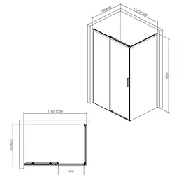 Душова кабіна прямокутна Imprese Osser 120x80 розсувна прозоре скло без піддону black matt s6400601TR, Чорний матовий, Універсальна, прозорий - мініатюра 2