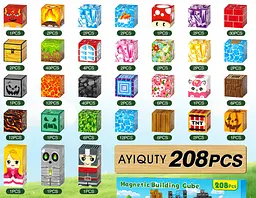 Магнітний конструктор Minecraft 208 шт по грі Майнкрафт Два світи: Вода та Лава Mk001064 - мініатюра 4