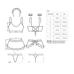 Атласний еротичний костюм покоївки Obsessive Maid set S/M, black, 5 предметів - мініатюра 7