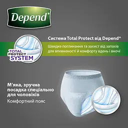 Поглинаюча спідня білизна Depend для чоловіків L/XL 18 шт. (2 уп. х 9 шт.) - мініатюра 4