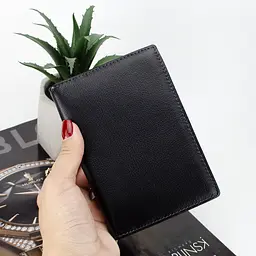 Обкладинка на паспорт та права Ricco Grande 162-A шкіряна чорна - мініатюра 8