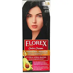 Крем-фарба Florex для волосся КЕРАТИН 1.8 Ультра-чорний