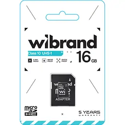 Карта пам'яті Wibrand microSDHC 16GB Class 10 UHS-I + SD Adapter (WICDHU1/16GB-A) [166583] - мініатюра 2
