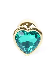 Анальна пробка - Jewellery Gold Heart PLUG- Green - мініатюра 4