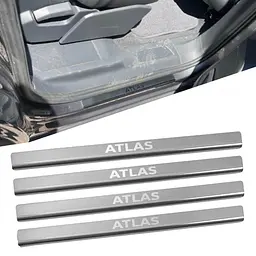 Накладки на пороги для Volkswagen Atlas / Atlas Cross Sport Teramont 2016- Нержавіюча сталь із загином і Логотипом 2 шт (Premium P-VW58)