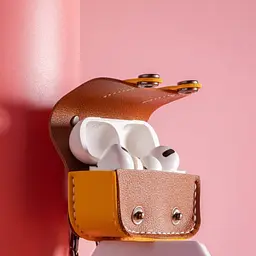 Шкіряний футляр Briefcase для навушників AirPods Pro Brown / Yellow - мініатюра 3