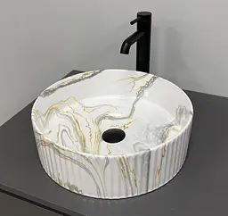 Умивальник VBI Brindisi M stains glossy накладний VBI-014103, Мрамор - мініатюра 5