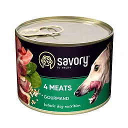 Вологий корм SAVORY повнораціонний для дорослих собак усіх порід з чотирма видами м’яса, 200 г (арт.30389)