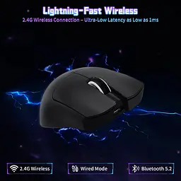 Мишка Attack Shark X11SE, Wireless//Bluetooth, 22000dpi. (PAW3311), 6кн., Black - мініатюра 4