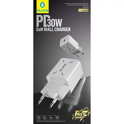 Мережевий зарядний пристрій Blueo GaN 30W White (BT5925) [139306] - мініатюра 4
